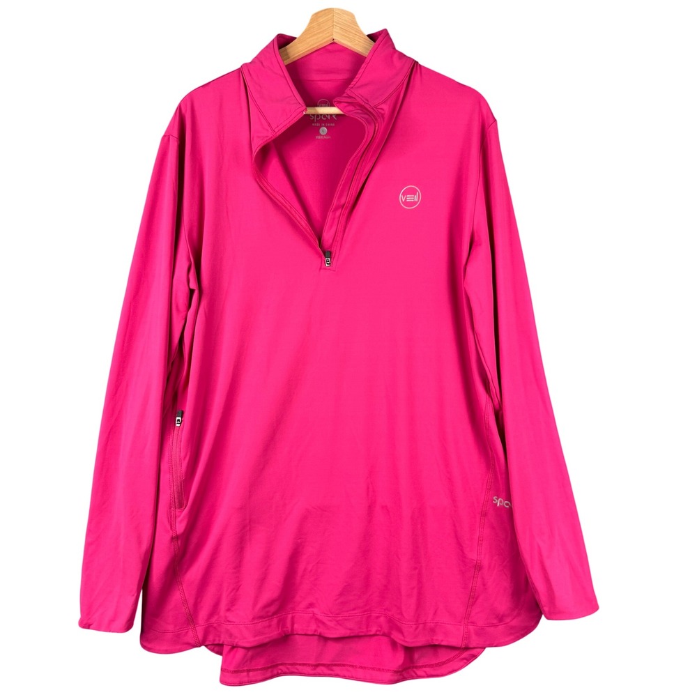 Veil Spark Pink 1/4 Zip Mock Neck Pullover Long Sleeve Athletic Top Large